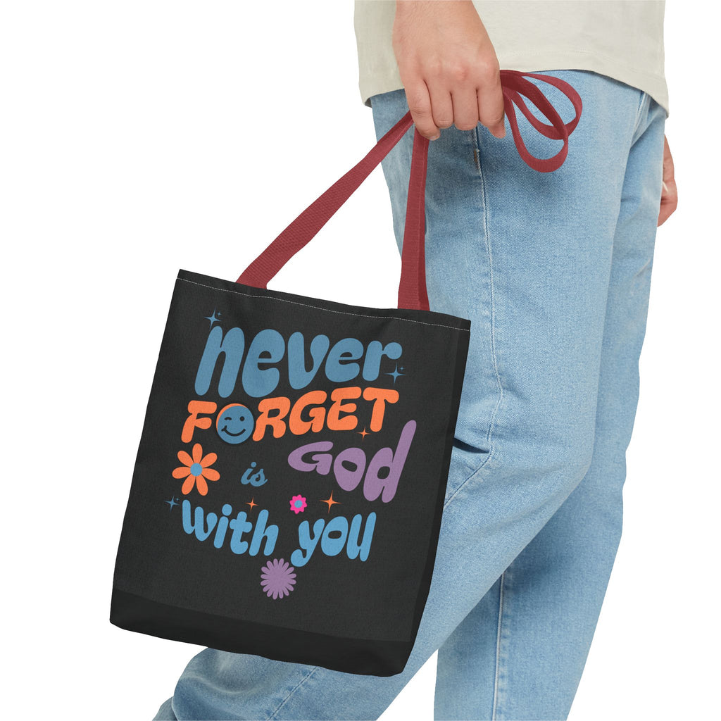 Inspirational Tote Bag - "Never Forget God is with You" - Motivational Gift, Faith-Based, Everyday Use, Shopping Bag, Church Bag, [...]