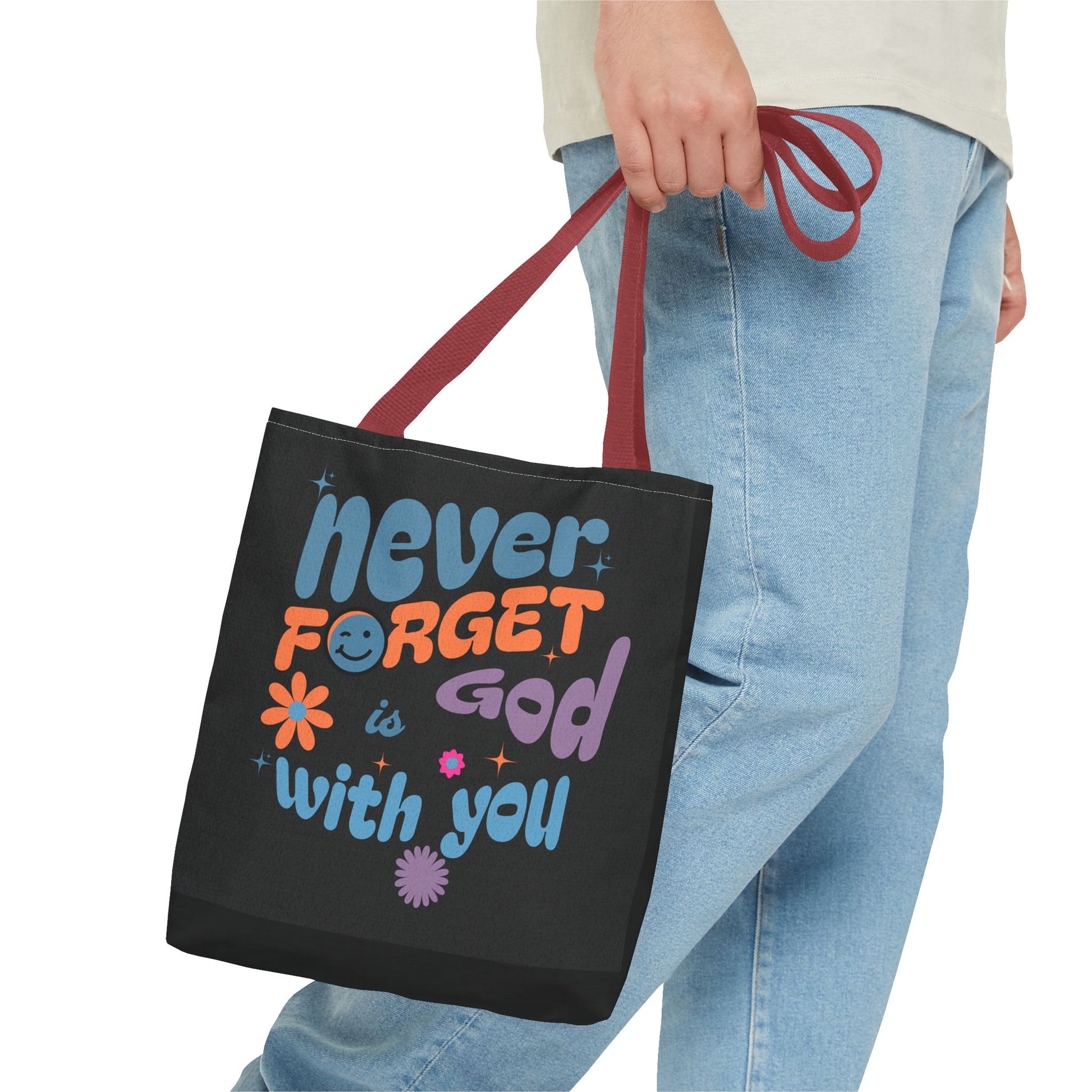 Inspirational Tote Bag - "Never Forget God is with You" - Motivational Gift, Faith-Based, Everyday Use, Shopping Bag, Church Bag, [...]
