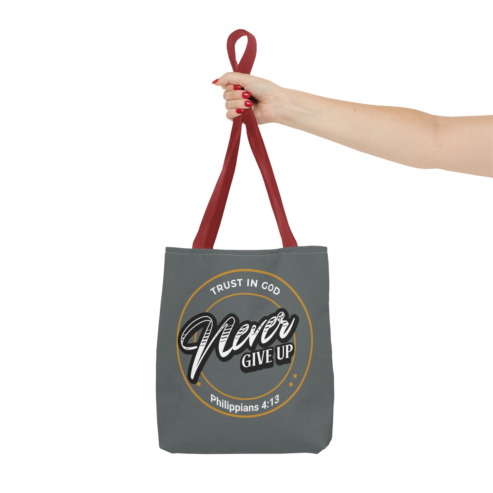 Inspirational Tote Bag, Trust in God, Never Give Up, Bible Verse Bag, Motivational Purse, Christian Gift, Philippians 4:13