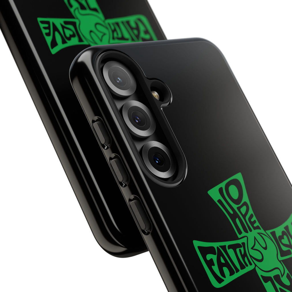 ⭐ Green Cross Design Phone Case – Faith & Renewal