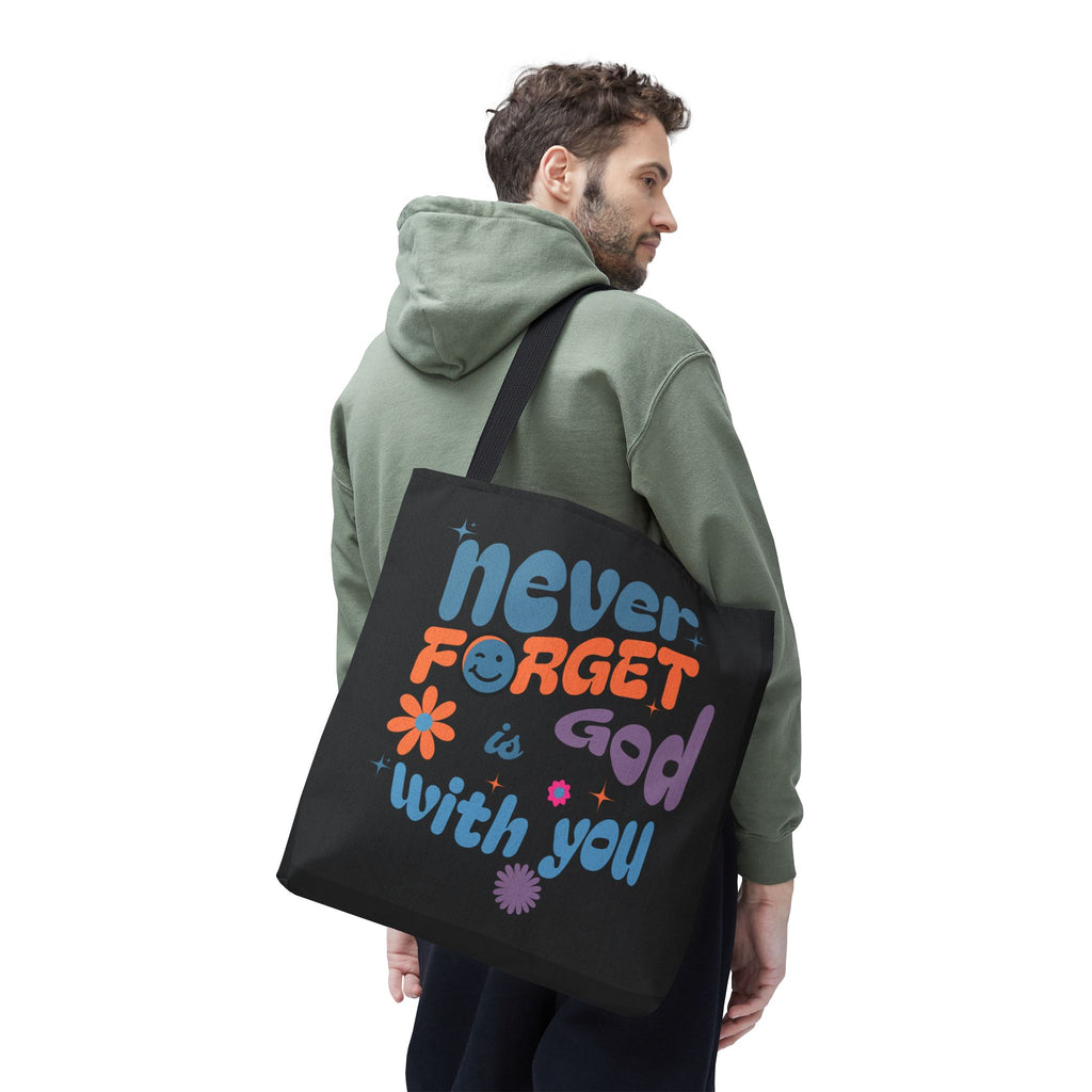 Inspirational Tote Bag - "Never Forget God is with You" - Motivational Gift, Faith-Based, Everyday Use, Shopping Bag, Church Bag, [...]