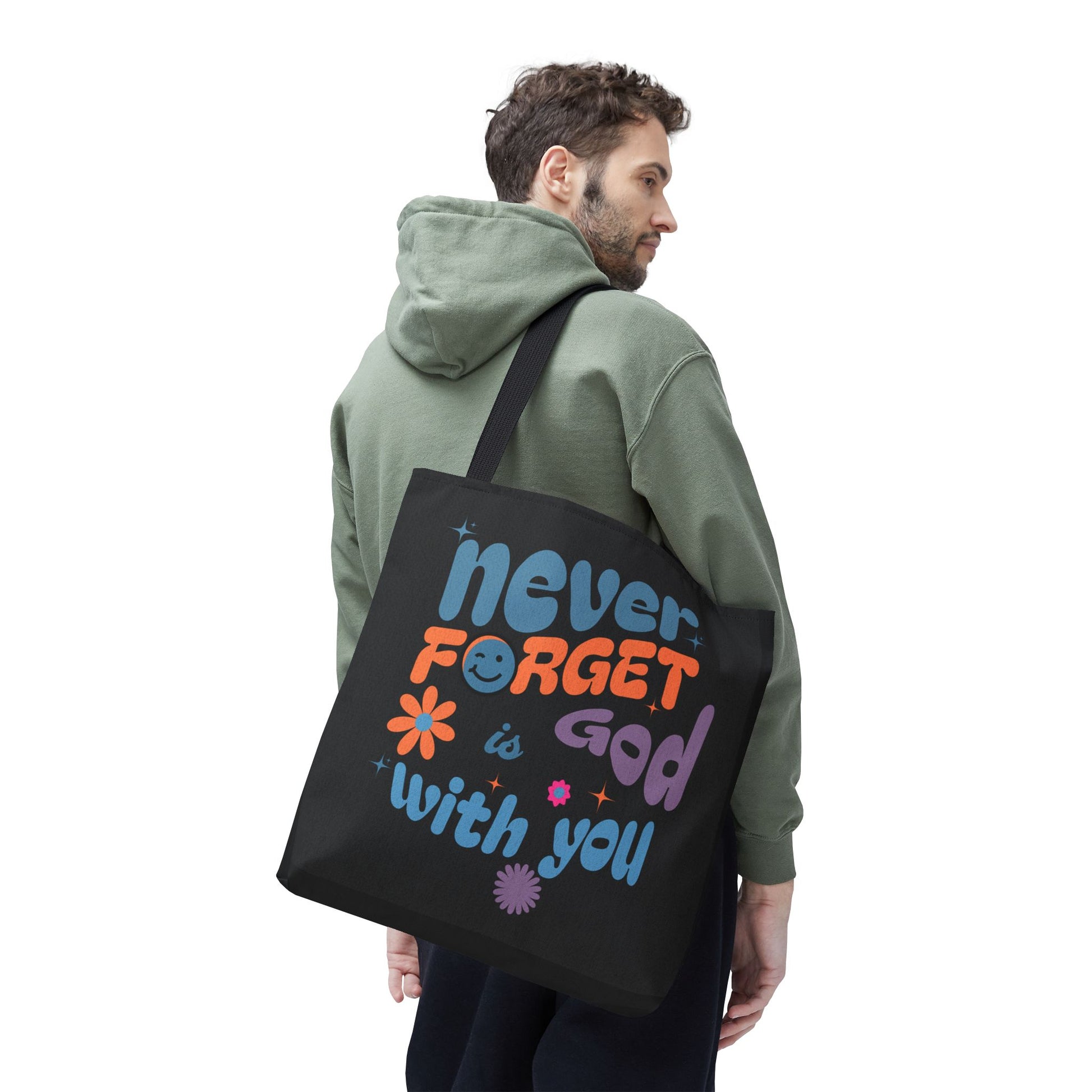 Inspirational Tote Bag - "Never Forget God is with You" - Motivational Gift, Faith-Based, Everyday Use, Shopping Bag, Church Bag, [...]