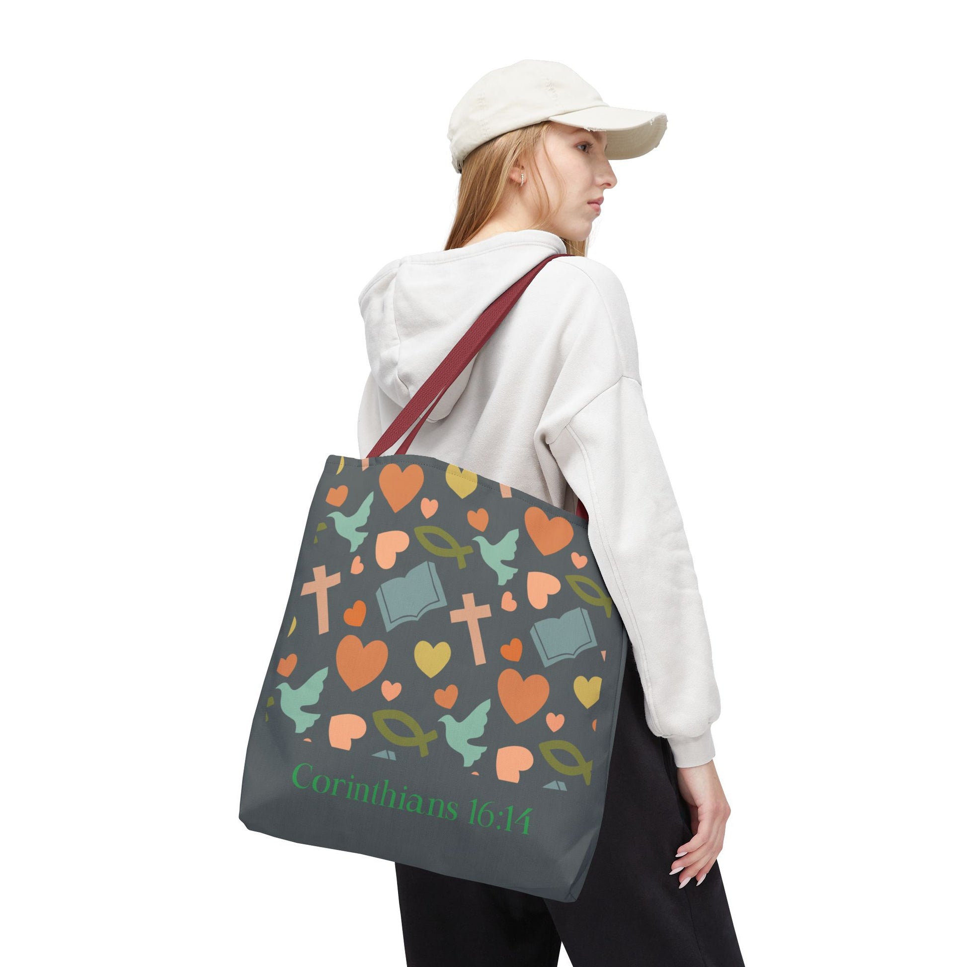 Inspirational Tote Bag - Faith, Love, Hope, Gift for Her, Spiritual Accessories, Bible Verse Tote
