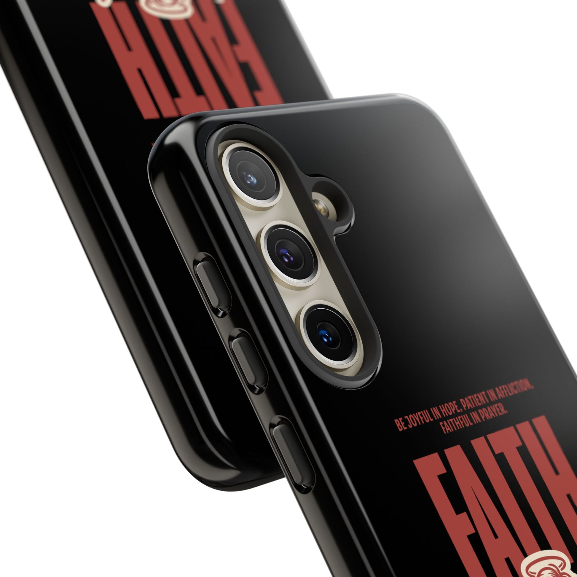 Faith-Inspired Tough Phone Case, Angel Phone Cover, Inspirational Mobile Protector, Christian Gift, Romans 12:12 Decor