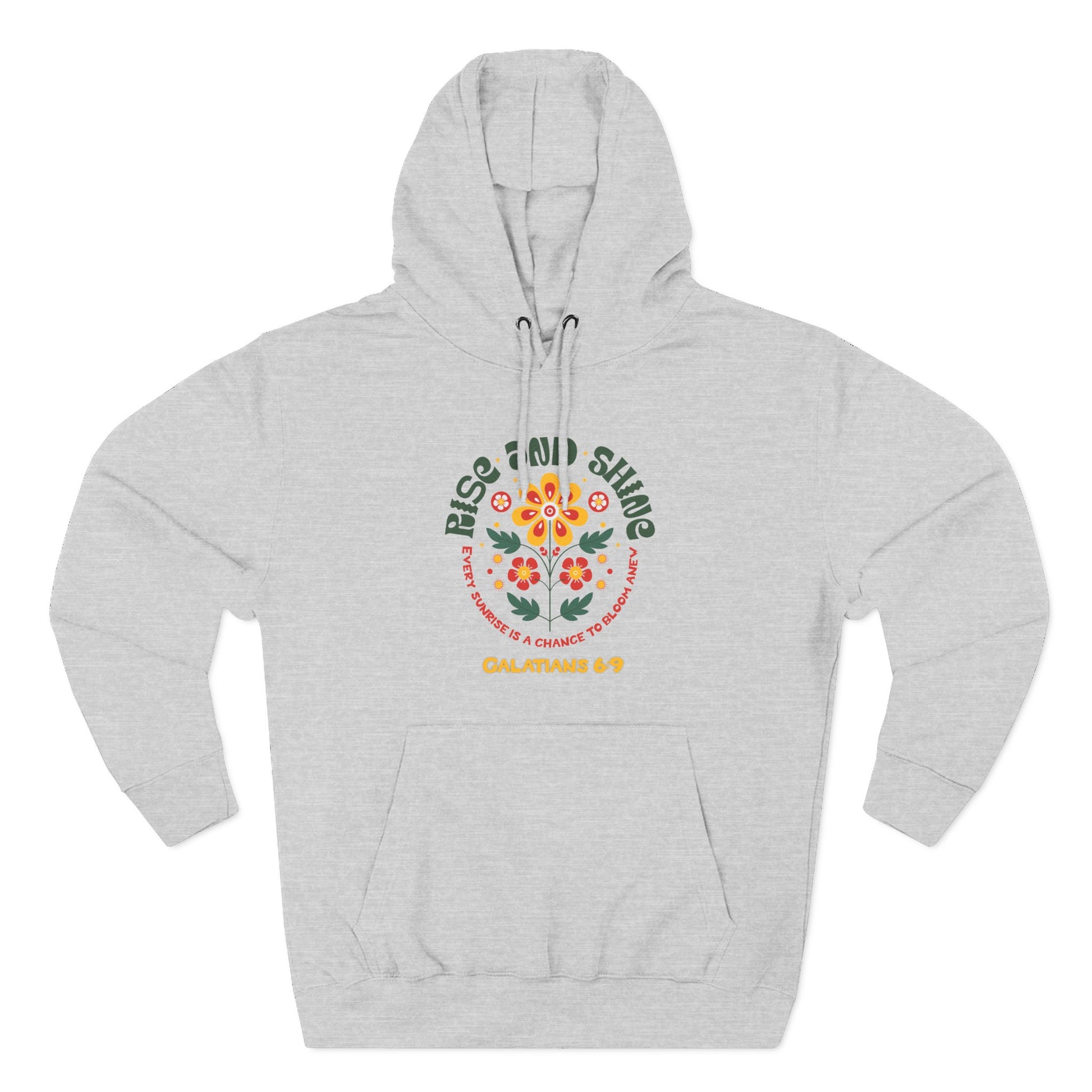 Floral Rise and Shine Hoodie, Cozy Fleece Sweatshirt, Boho Casual Wear, Spring Outfit, Gift for Nature Lovers, Trendy Hooded Sweatshirt