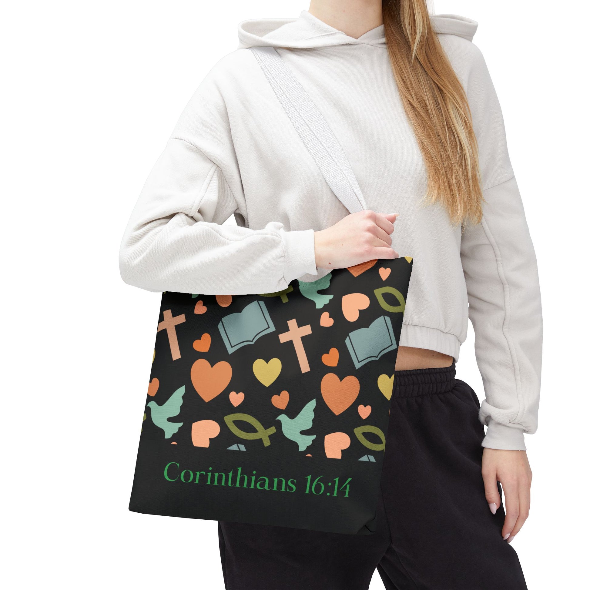 Christian Tote Bag with Inspirational Design, Perfect for Church, Gift for Believers, Faith-based Accessory, Everyday Use, Bible Verse Tote