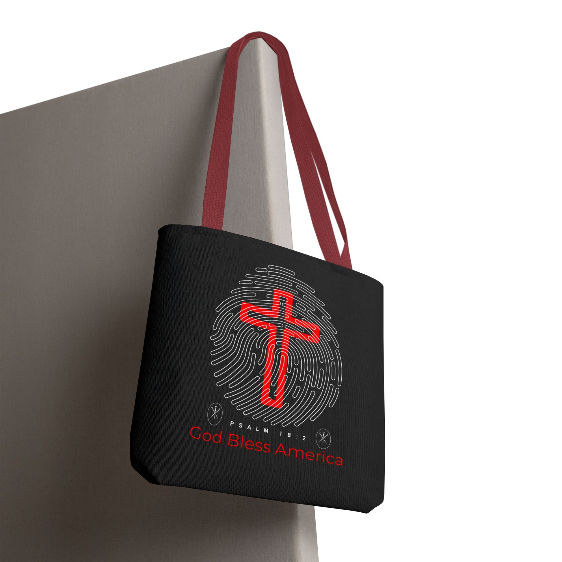 Faith-Inspired Tote Bag, Cross Design, God Bless America, Christian Gift, Spiritual Tote, Everyday Use, Religious Shopper