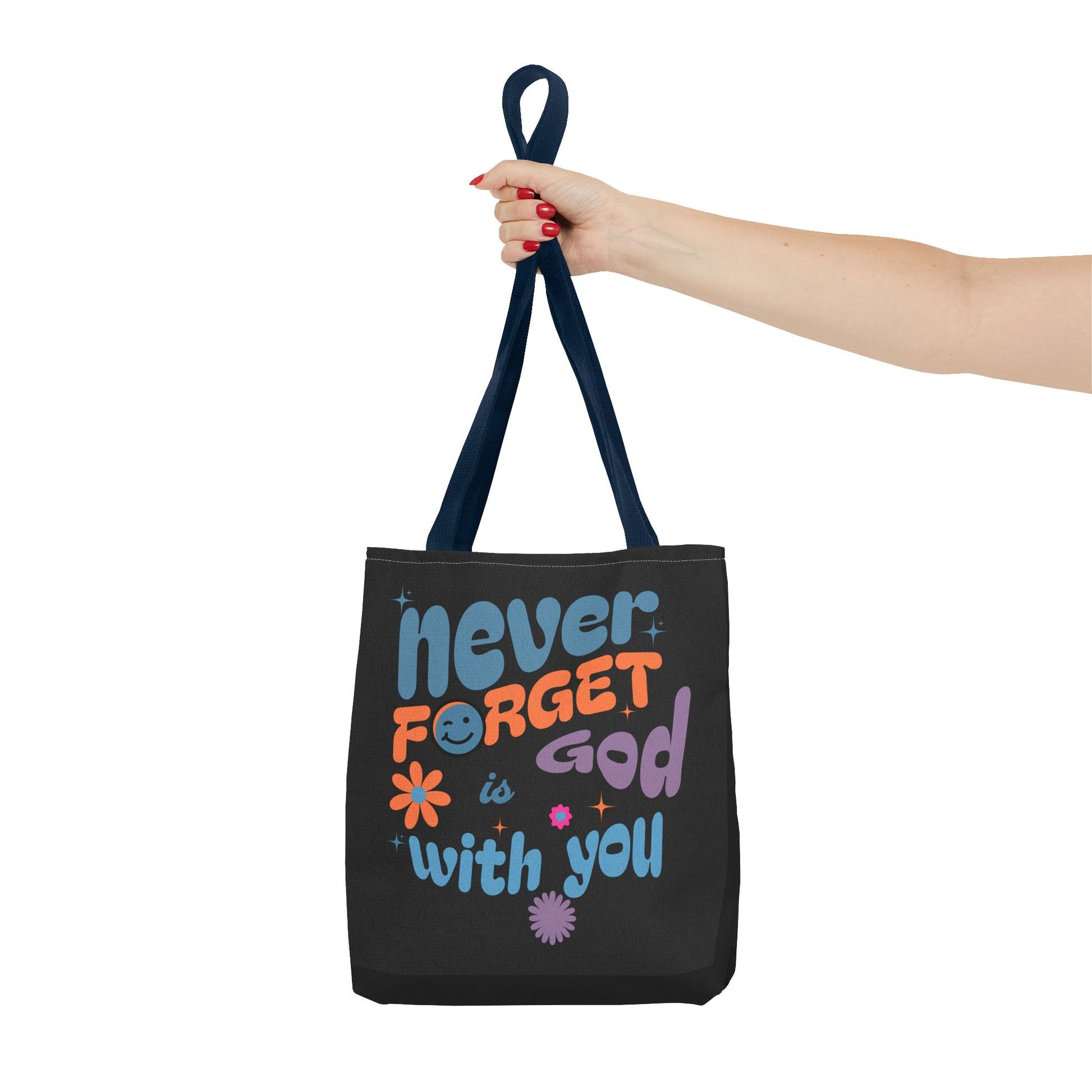 Inspirational Tote Bag - "Never Forget God is with You" - Motivational Gift, Faith-Based, Everyday Use, Shopping Bag, Church Bag, [...]