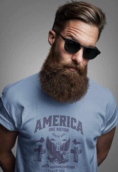 America One Nation Under God T-Shirt – Psalm 18:2 Faith, Freedom & Fortitude