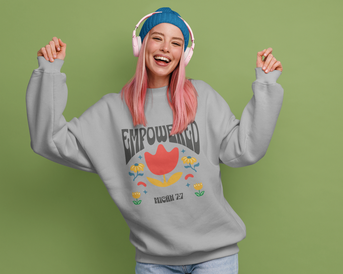 ✝️ Empowered Micah 7:7 Sweatshirt – Faith-Inspired Christian Apparel