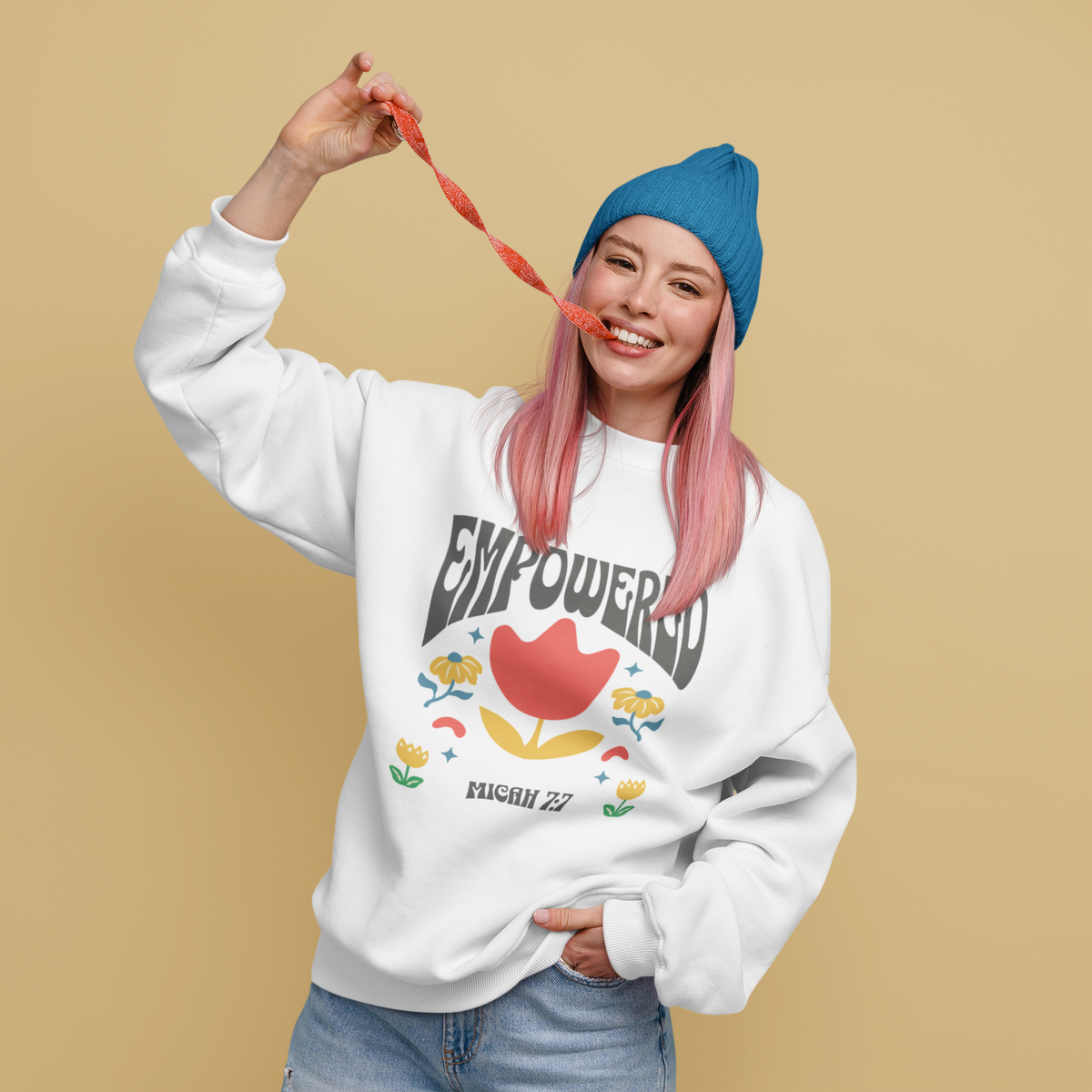 ✝️ Empowered Micah 7:7 Sweatshirt – Faith-Inspired Christian Apparel