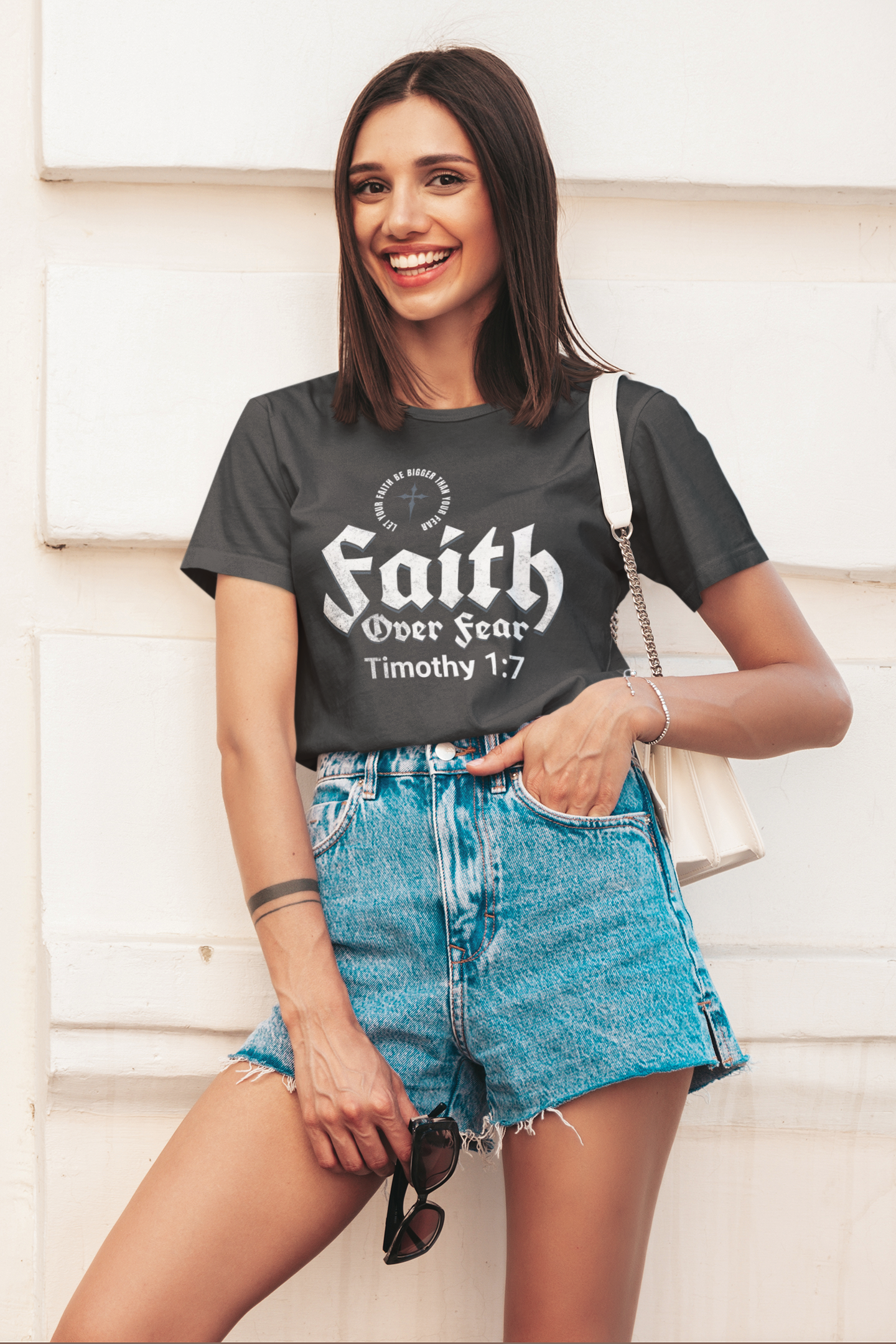 ✝️ Faith Over Fear Women’s T-Shirt – 2 Timothy 1:7 Christian Tee