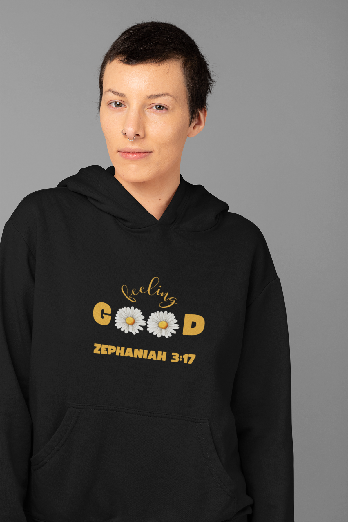 ⭐ Inspirational Floral Hoodie with Zephaniah 3:17, Cozy Fleece Sweatshirt, Faith Apparel