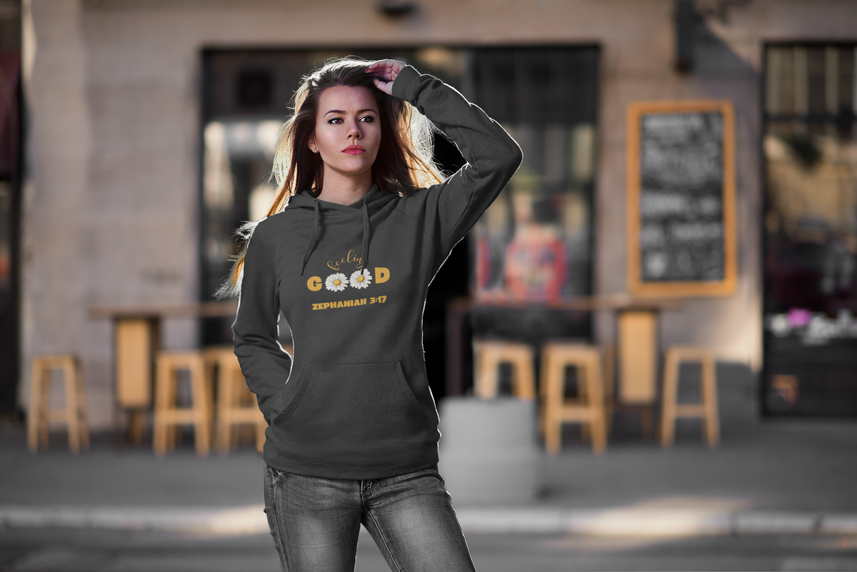 ⭐ Inspirational Floral Hoodie with Zephaniah 3:17, Cozy Fleece Sweatshirt, Faith Apparel