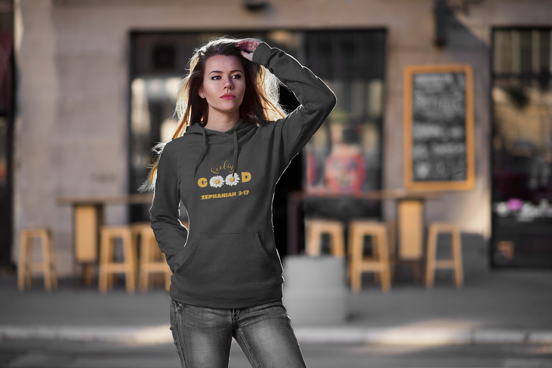 ⭐ Inspirational Floral Hoodie with Zephaniah 3:17, Cozy Fleece Sweatshirt, Faith Apparel