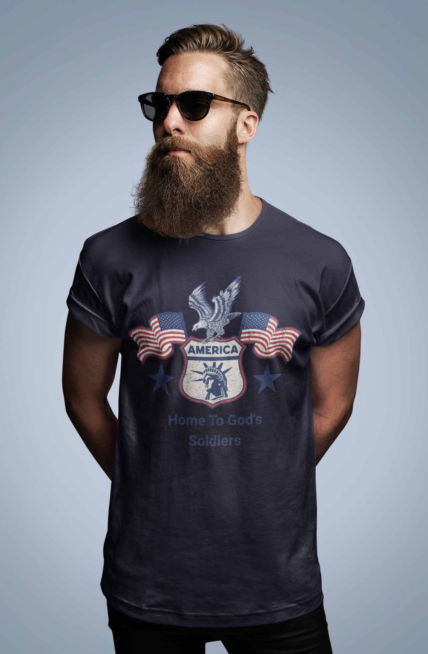 America T-Shirt – Land of the Free, Home to God’s Soldiers