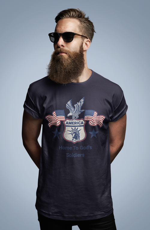 America T-Shirt – Home to God’s Soldiers Patriotic Christian Apparel