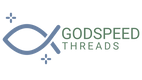 Godspeed Threads logo with a fish and cross design on a white background