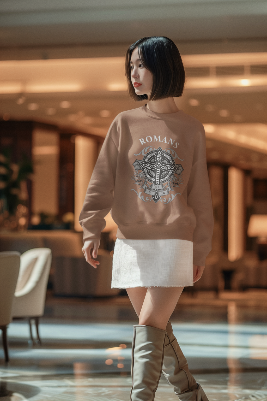 ✝️ Romans Embroidered Cross Unisex Sweatshirt – Faith & Strength Statement Sweater