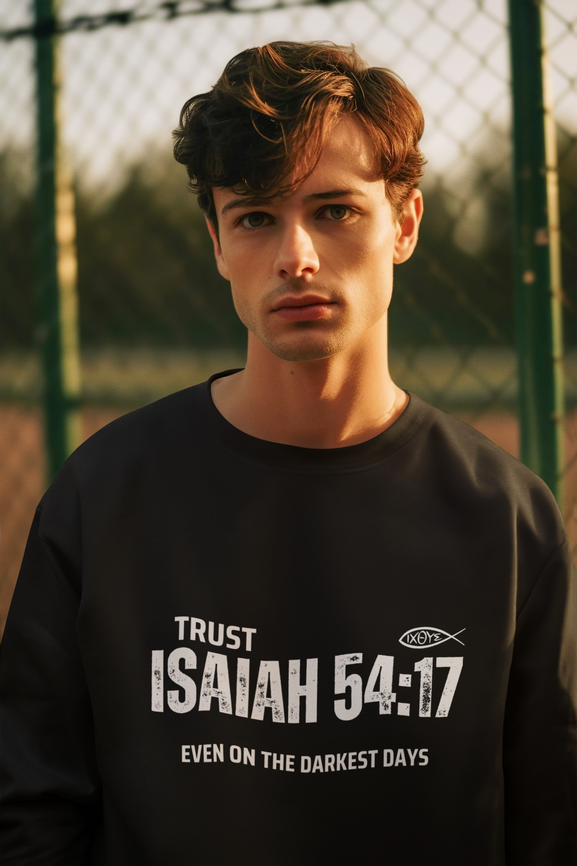 ✝️ Isaiah 54:17 “Trust Even on the Darkest Days” Sweatshirt – Faith-Inspired Comfort