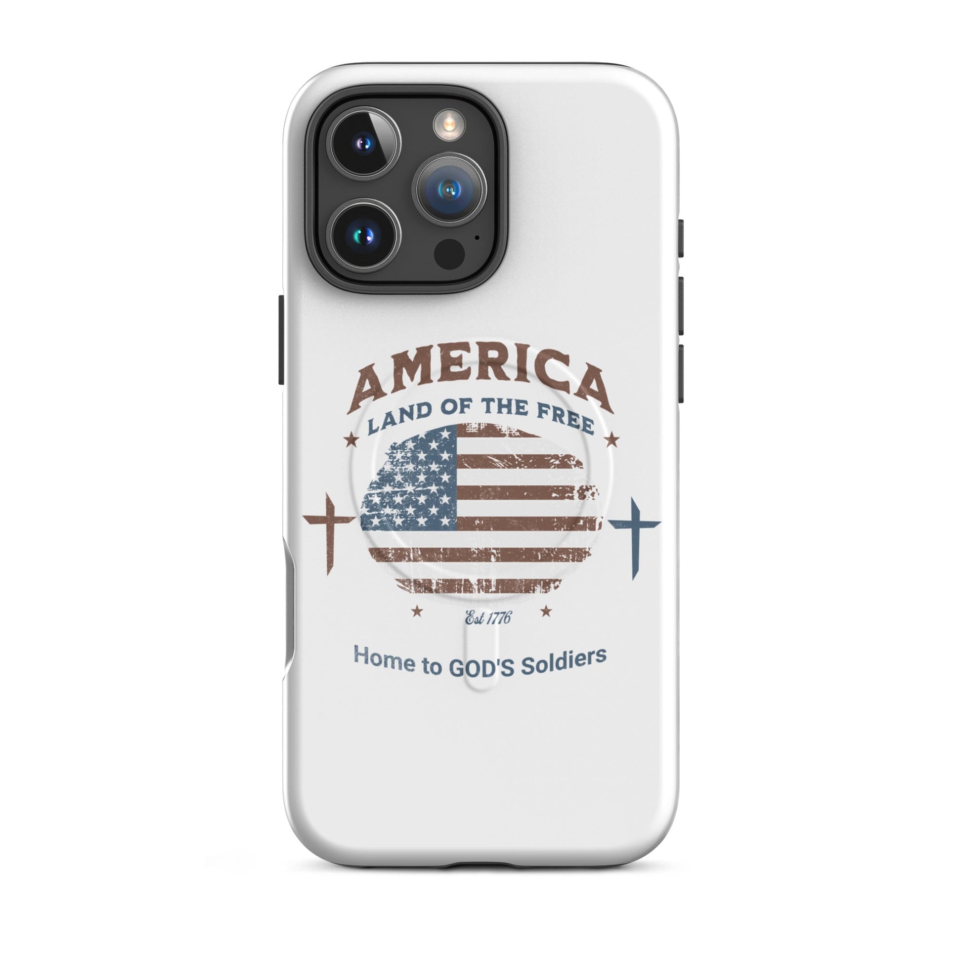 America – Land of the Free – Home to God’s Soldiers – MagSafe® Tough Case for iPhone | Phone Case – GodSpeed Threads