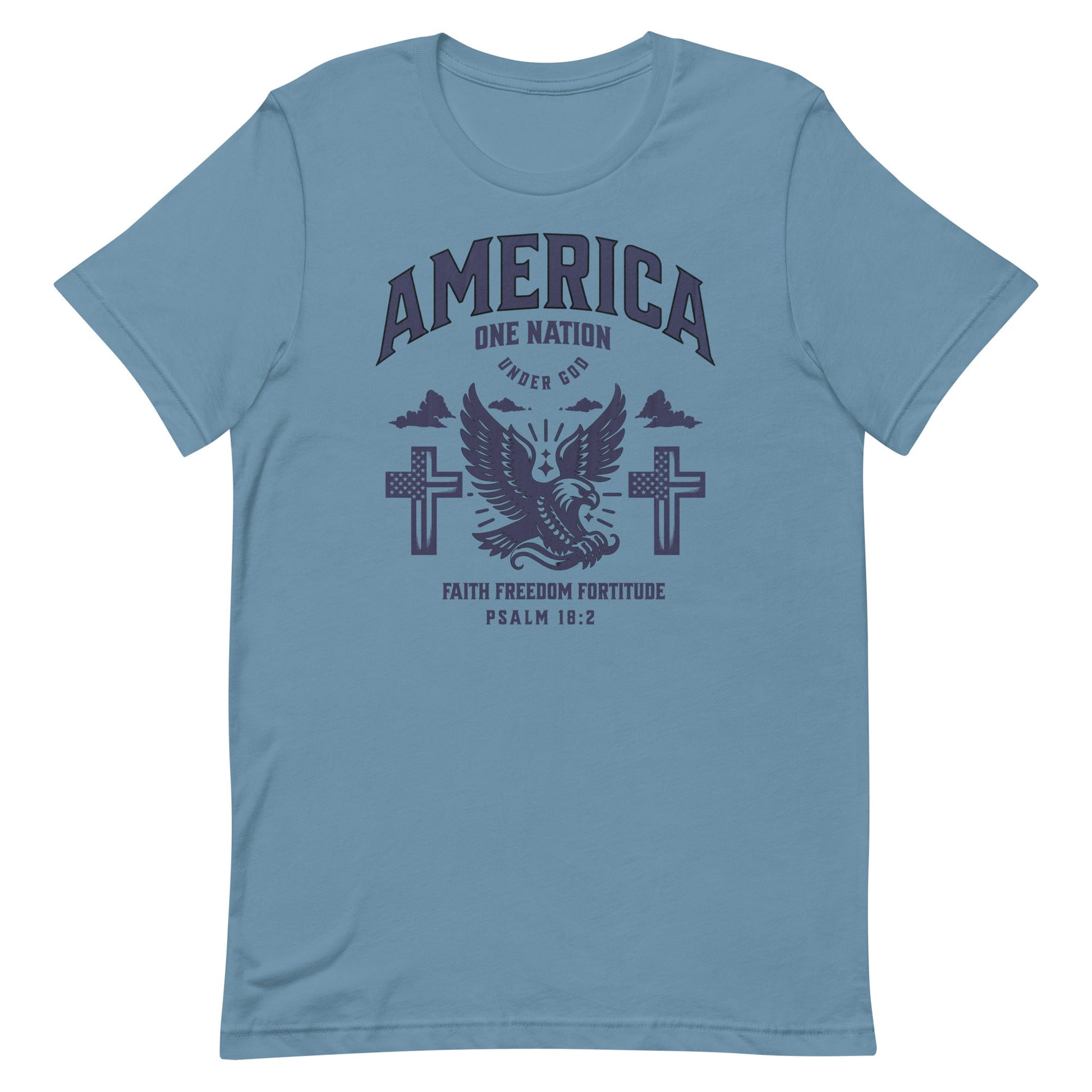 America One Nation Under God T-Shirt – Psalm 18:2 Faith, Freedom & Fortitude | T-Shirt – GodSpeed Threads
