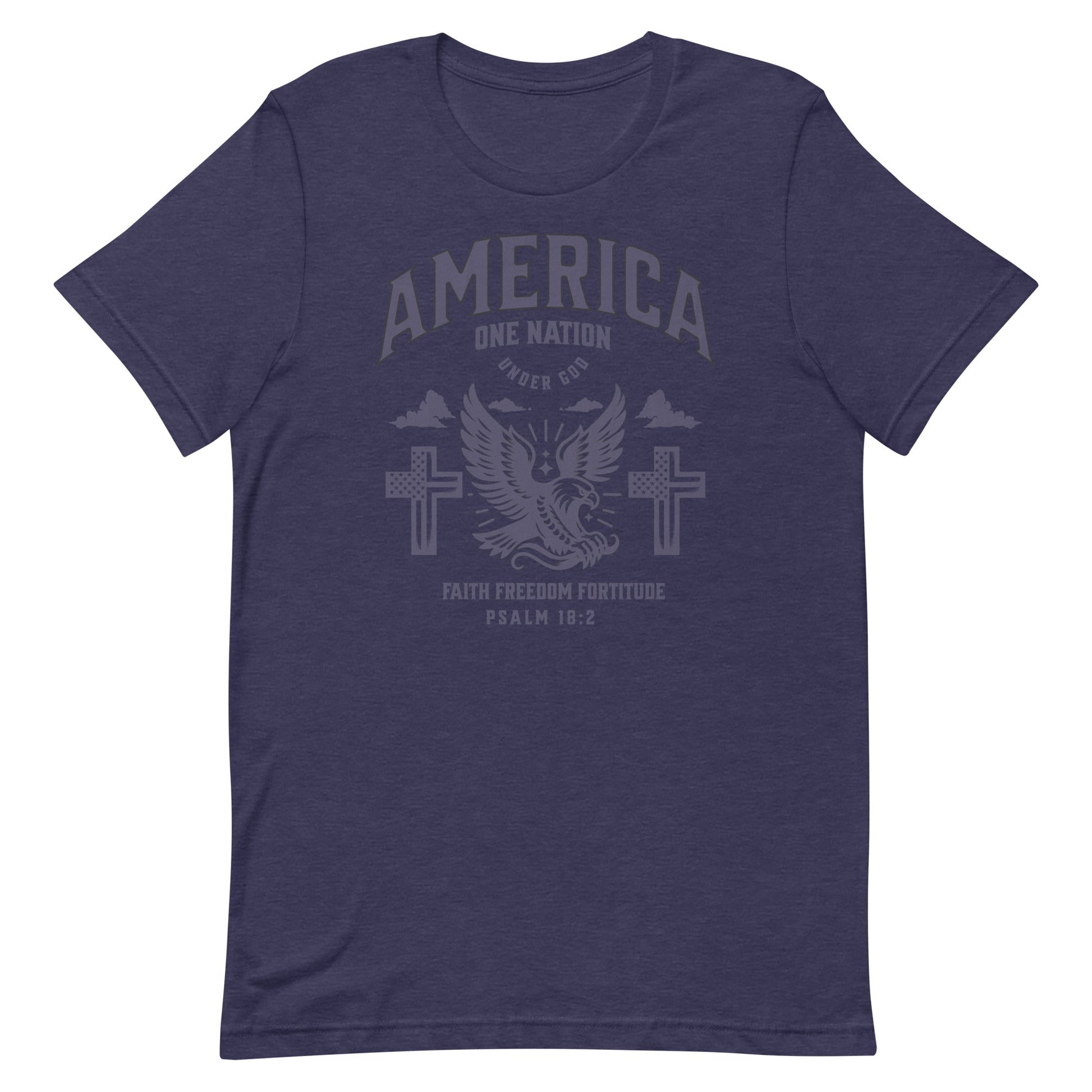America One Nation Under God T-Shirt – Psalm 18:2 Faith, Freedom & Fortitude | T-Shirt – GodSpeed Threads