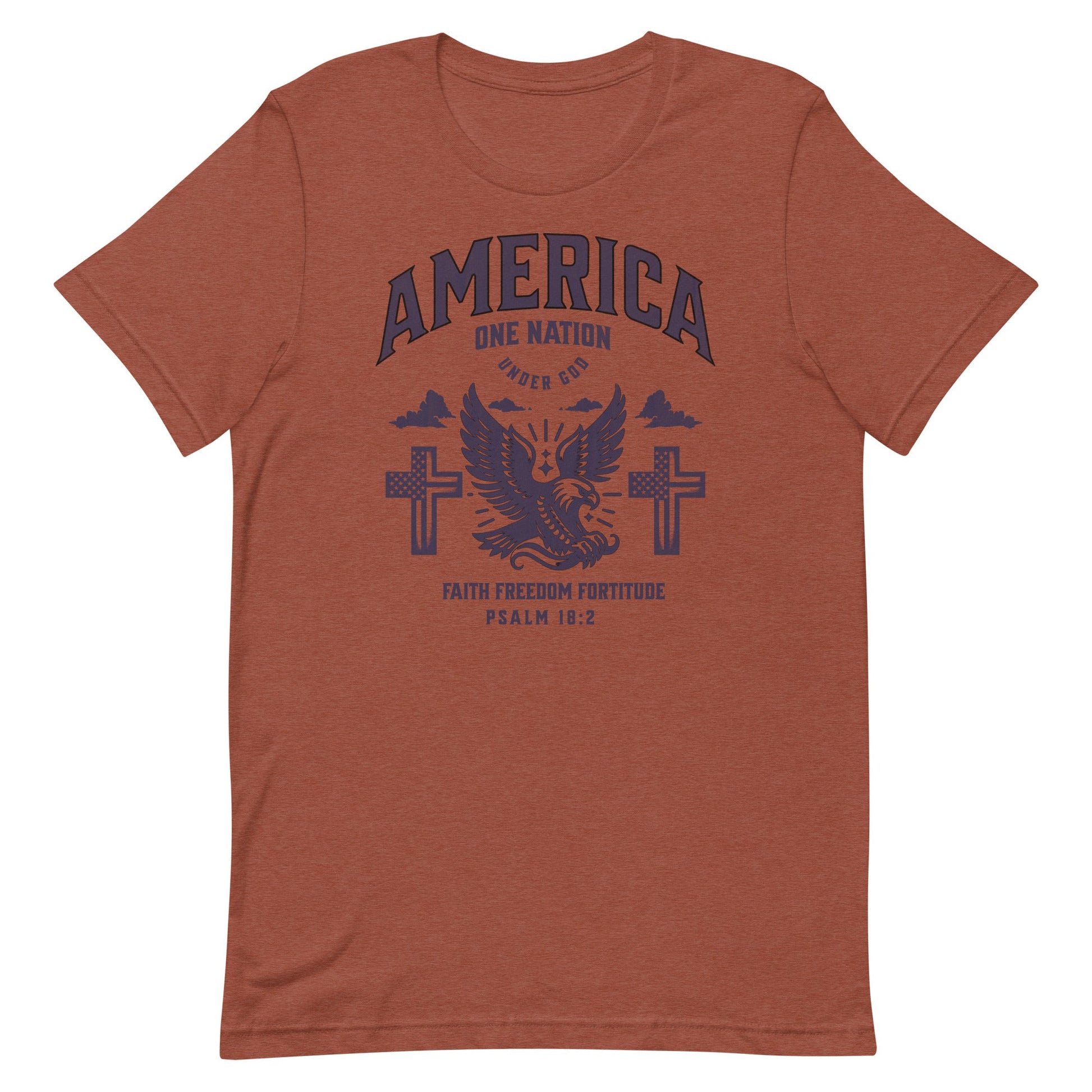 America One Nation Under God T-Shirt – Psalm 18:2 Faith, Freedom & Fortitude | T-Shirt – GodSpeed Threads
