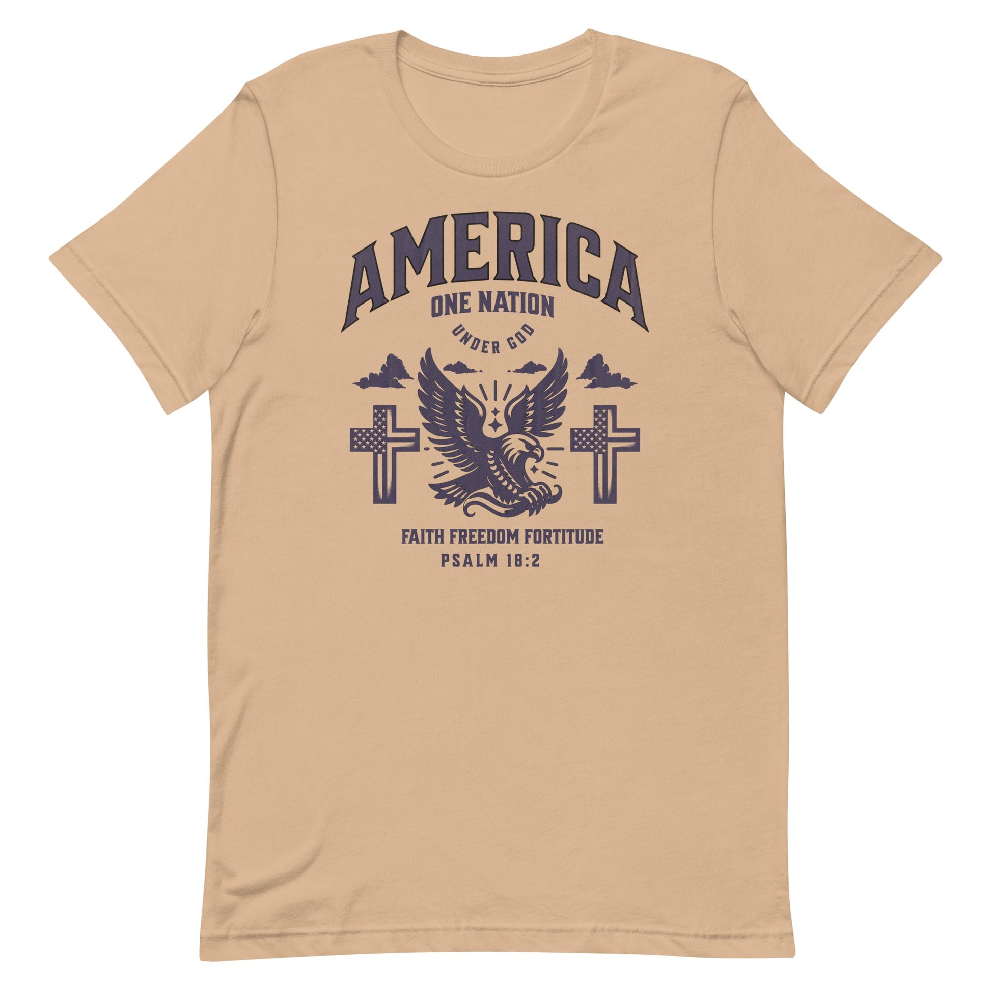 America One Nation Under God T-Shirt – Psalm 18:2 Faith, Freedom & Fortitude | T-Shirt – GodSpeed Threads