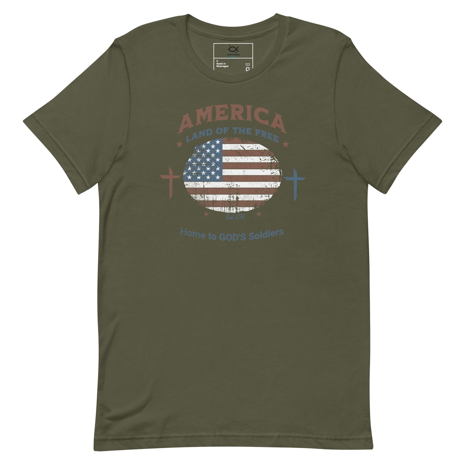 America T-Shirt – Land of the Free, Home to God’s Soldiers | T-Shirt – GodSpeed Threads