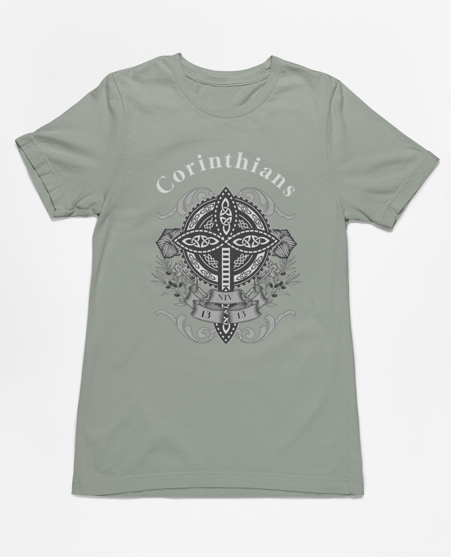 Christian Faith Corinthians 13:13 T-Shirt - Inspirational Celtic Cross Design
