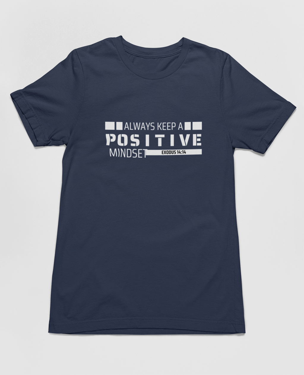 "Positive Mindset t-shirt with Exodus 14:14 scripture and modern design."
"Christian t-shirt featuring motivational message and bold typography."
"Faith-based t-shirt with Exodus 14:14 scripture for positivity and trust."
"Stylish Christian t-shirt promoting a positive mindset and faith."
"Inspirational navy blue t-shirt featuring Exodus scripture design."