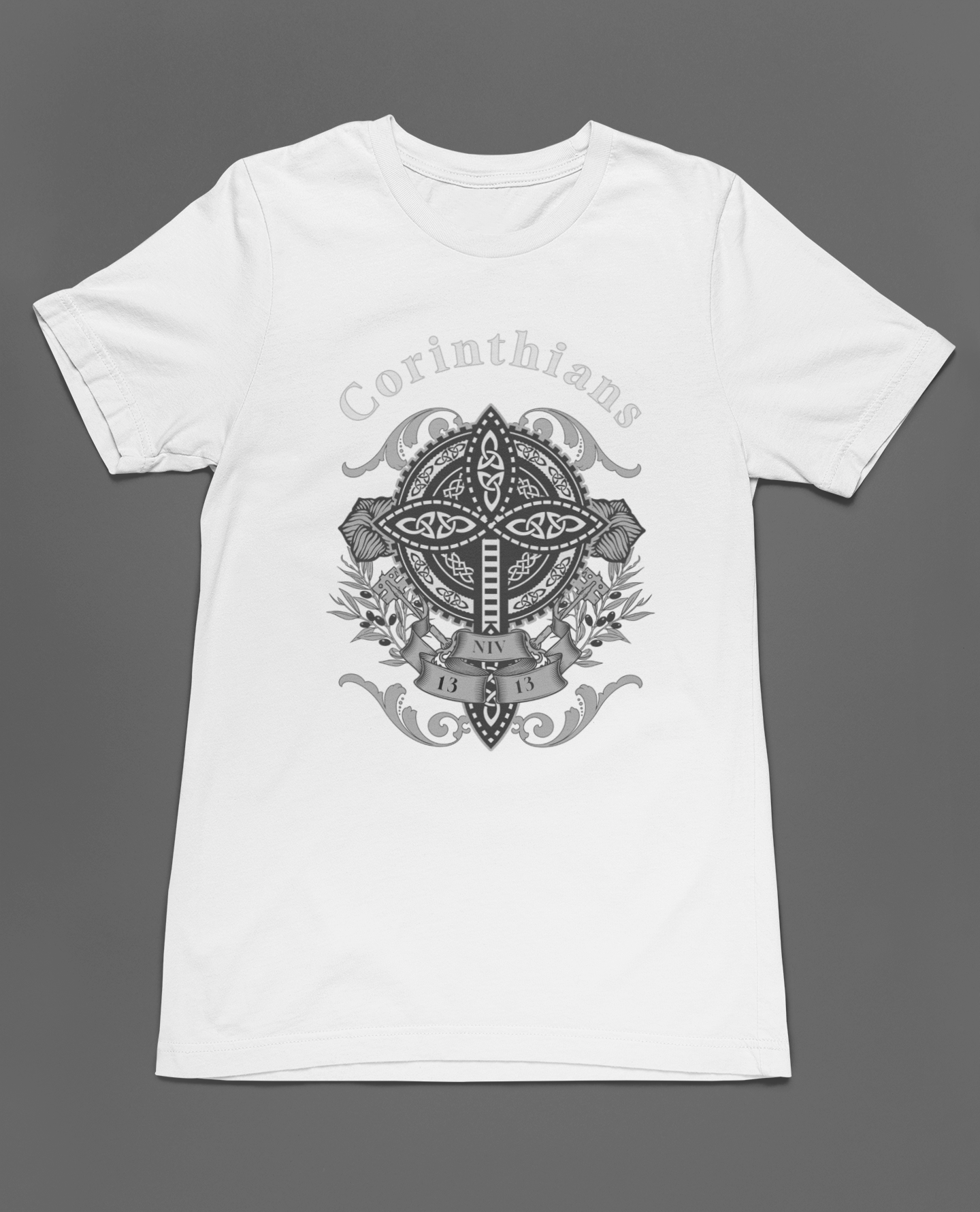 Christian Faith Corinthians 13:13 T-Shirt - Inspirational Celtic Cross Design