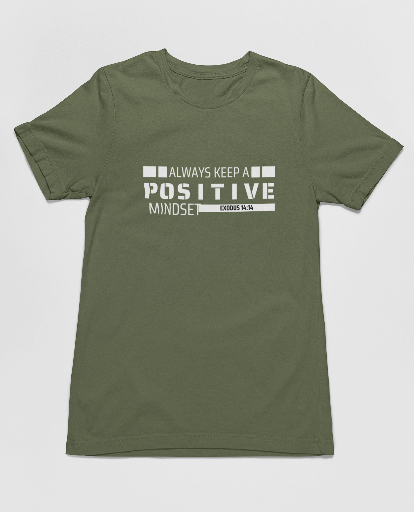 "Positive Mindset t-shirt with Exodus 14:14 scripture and modern design."
"Christian t-shirt featuring motivational message and bold typography."
"Faith-based t-shirt with Exodus 14:14 scripture for positivity and trust."
"Stylish Christian t-shirt promoting a positive mindset and faith."
"Inspirational t-shirt featuring Exodus scripture design."