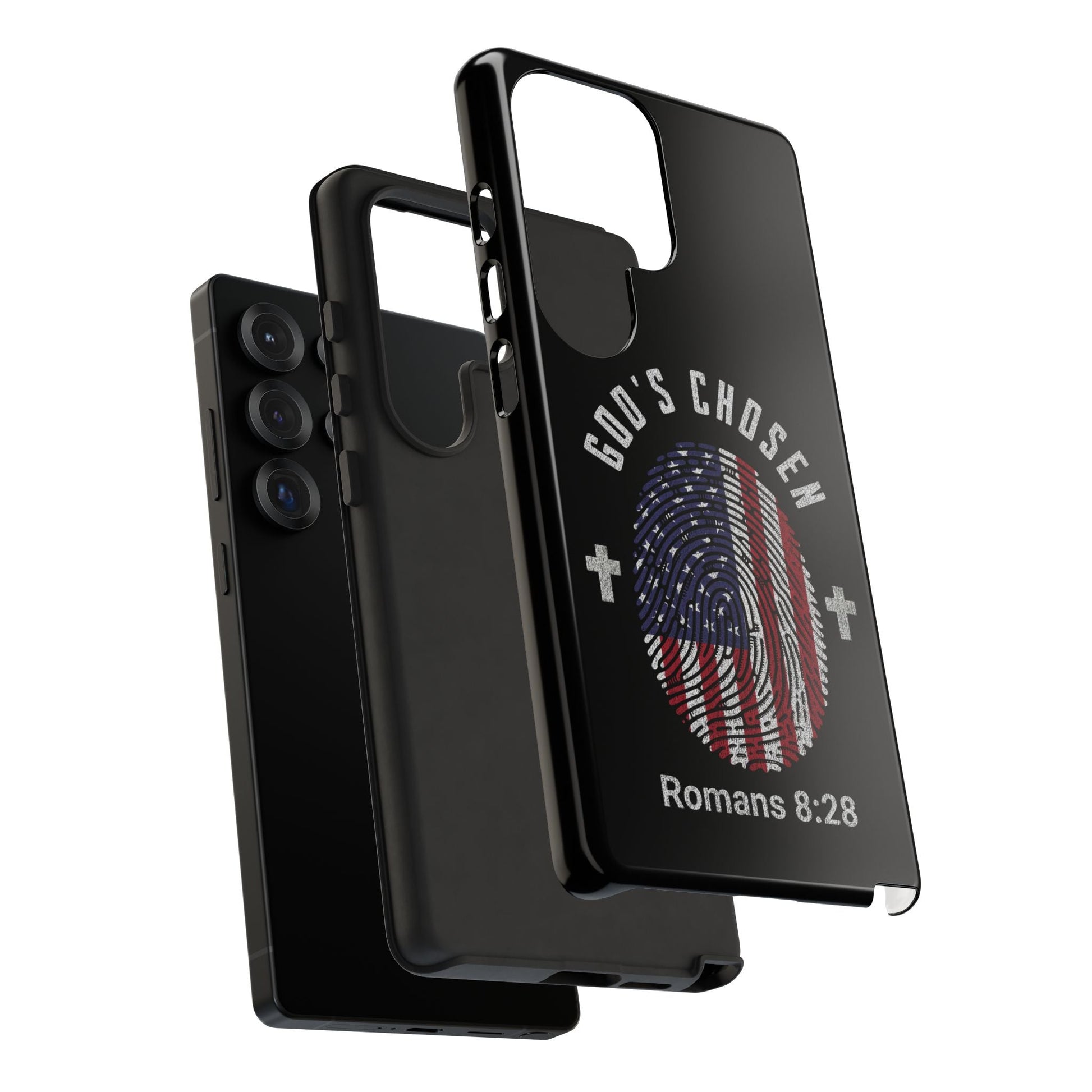 Christian Phone Case, Tough Cases for God’s Chosen, USA Flag Design, Inspirational Gift, Romans 8:28 | Phone Case – GodSpeed Threads