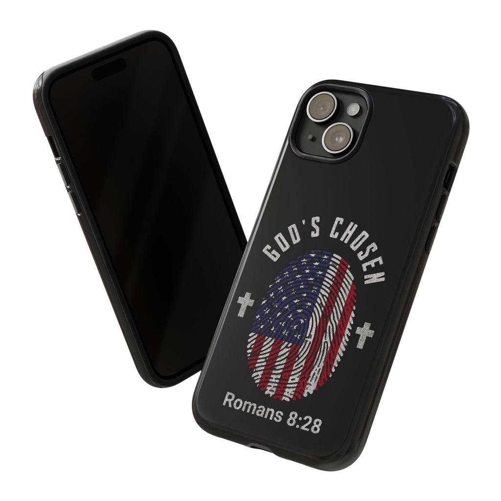 Christian Phone Case, Tough Cases for God’s Chosen, USA Flag Design, Inspirational Gift, Romans 8:28 | Phone Case – GodSpeed Threads