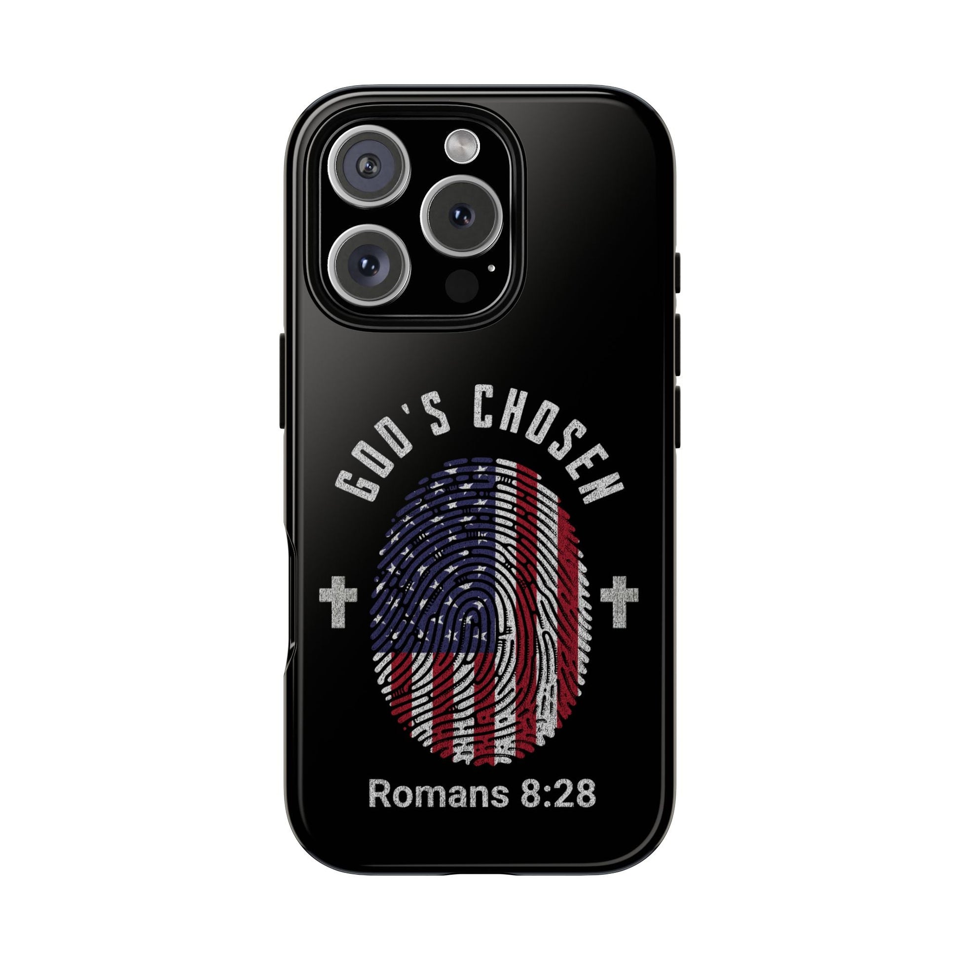 Christian Phone Case, Tough Cases for God’s Chosen, USA Flag Design, Inspirational Gift, Romans 8:28 | Phone Case – GodSpeed Threads