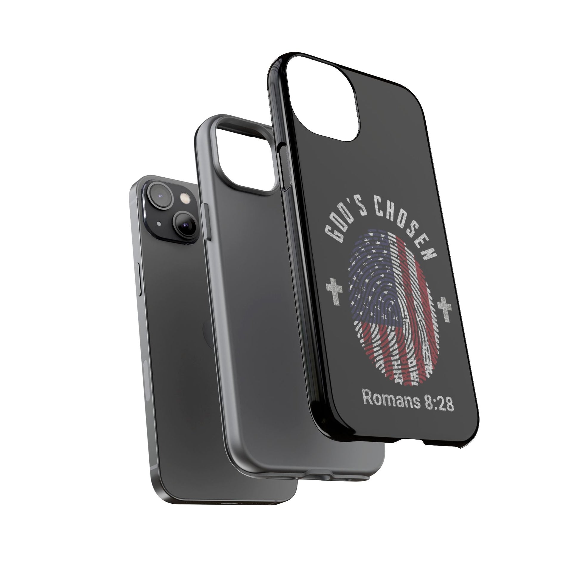 Christian Phone Case, Tough Cases for God’s Chosen, USA Flag Design, Inspirational Gift, Romans 8:28 | Phone Case – GodSpeed Threads
