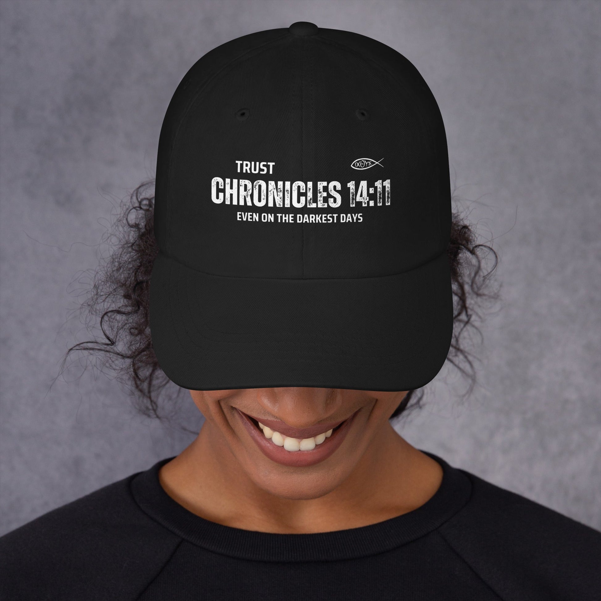 ✝️ Chronicles 14:11 “Trust Even on the Darkest Days” Dad Hat – Faith - Inspired Everyday Wear | Hats – GodSpeed Threads