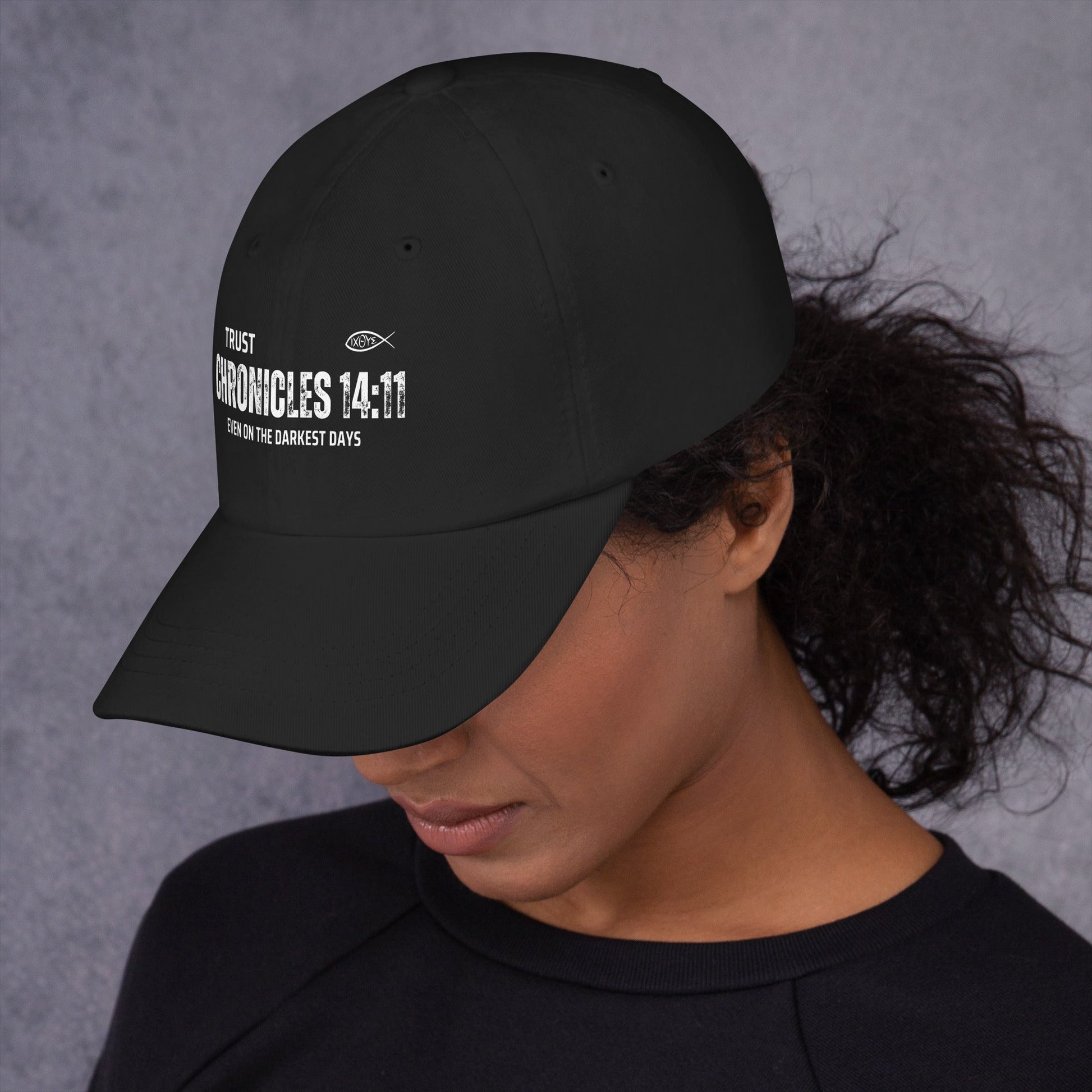 ✝️ Chronicles 14:11 “Trust Even on the Darkest Days” Dad Hat – Faith - Inspired Everyday Wear | Hats – GodSpeed Threads