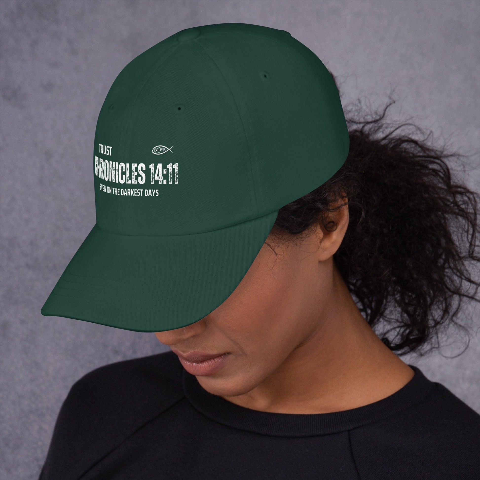 ✝️ Chronicles 14:11 “Trust Even on the Darkest Days” Dad Hat – Faith - Inspired Everyday Wear | Hats – GodSpeed Threads
