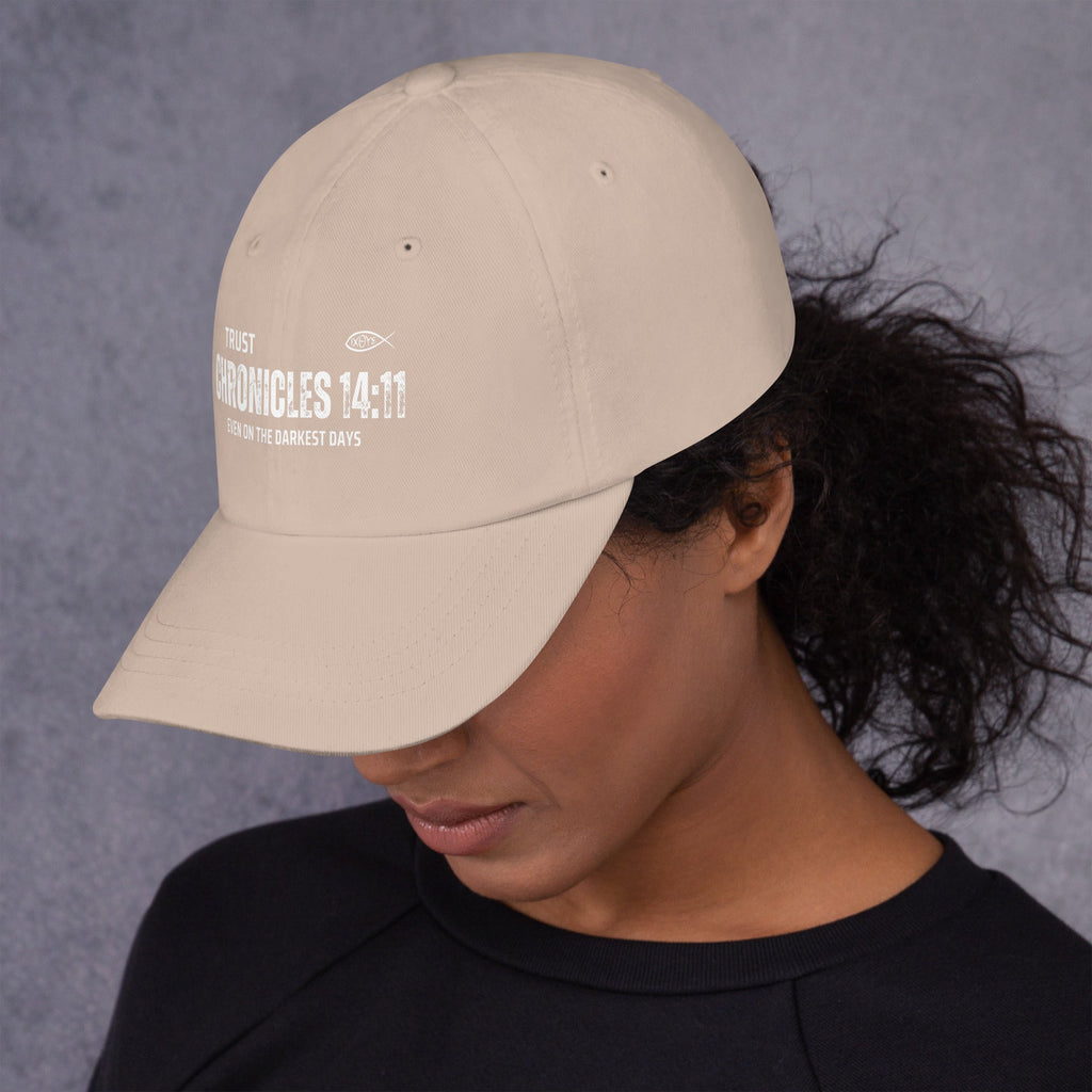 ✝️ Chronicles 14:11 “Trust Even on the Darkest Days” Dad Hat – Faith - Inspired Everyday Wear | Hats – GodSpeed Threads