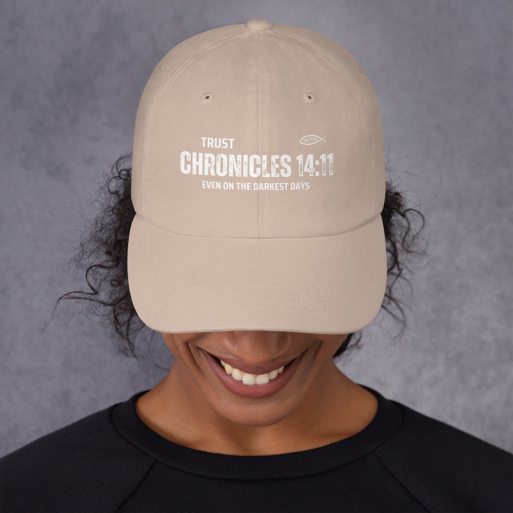 ✝️ Chronicles 14:11 “Trust Even on the Darkest Days” Dad Hat – Faith - Inspired Everyday Wear | Hats – GodSpeed Threads