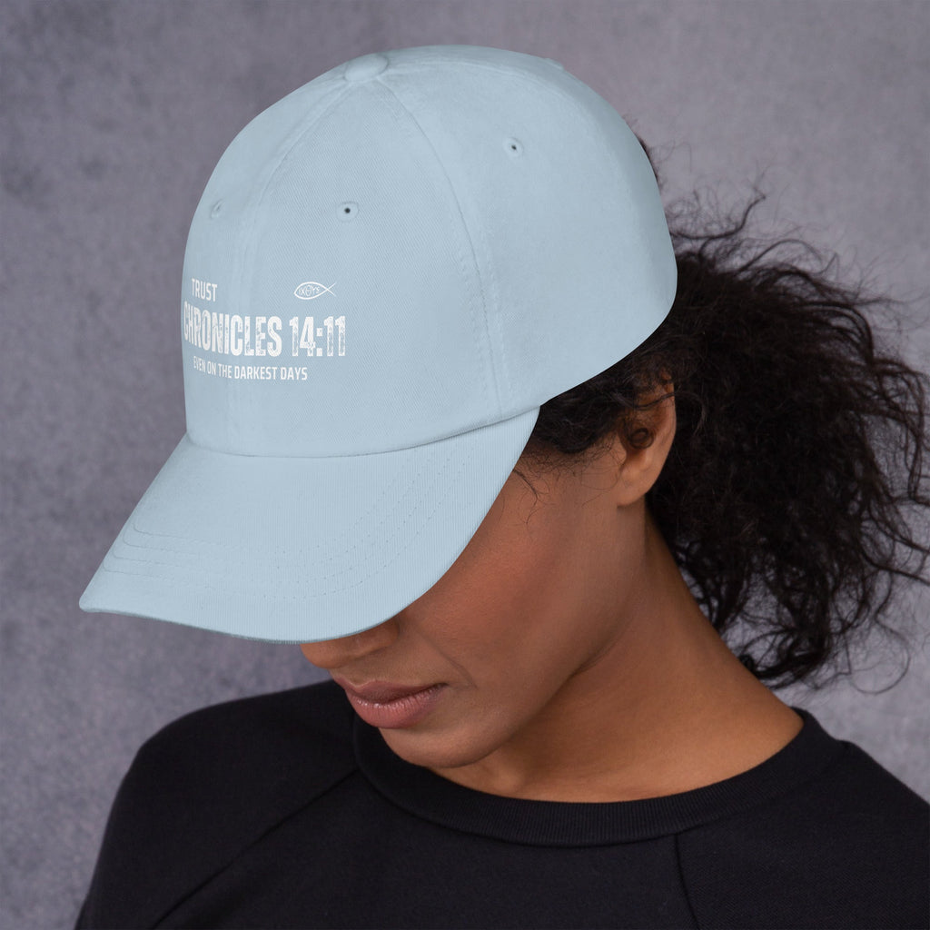 ✝️ Chronicles 14:11 “Trust Even on the Darkest Days” Dad Hat – Faith - Inspired Everyday Wear | Hats – GodSpeed Threads