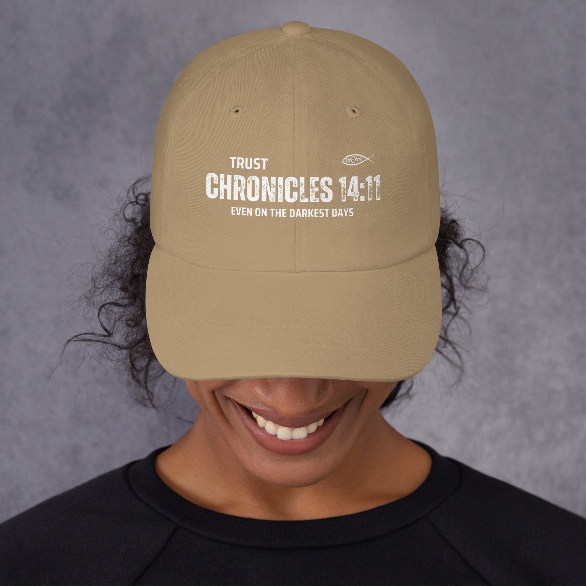 ✝️ Chronicles 14:11 “Trust Even on the Darkest Days” Dad Hat – Faith - Inspired Everyday Wear | Hats – GodSpeed Threads
