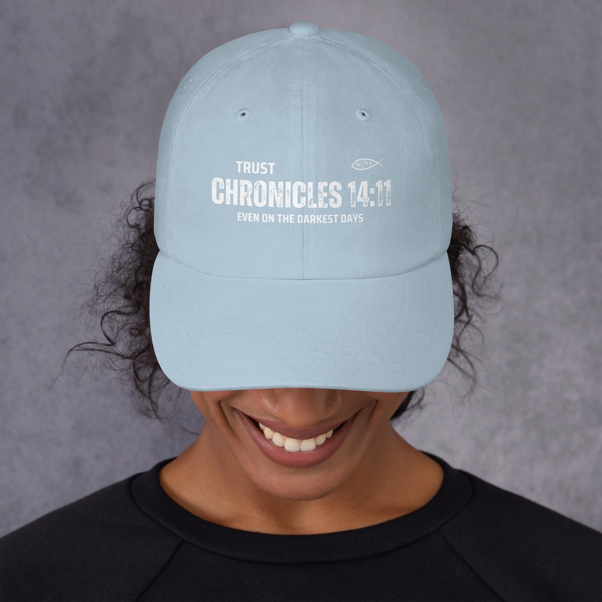 ✝️ Chronicles 14:11 “Trust Even on the Darkest Days” Dad Hat – Faith - Inspired Everyday Wear | Hats – GodSpeed Threads