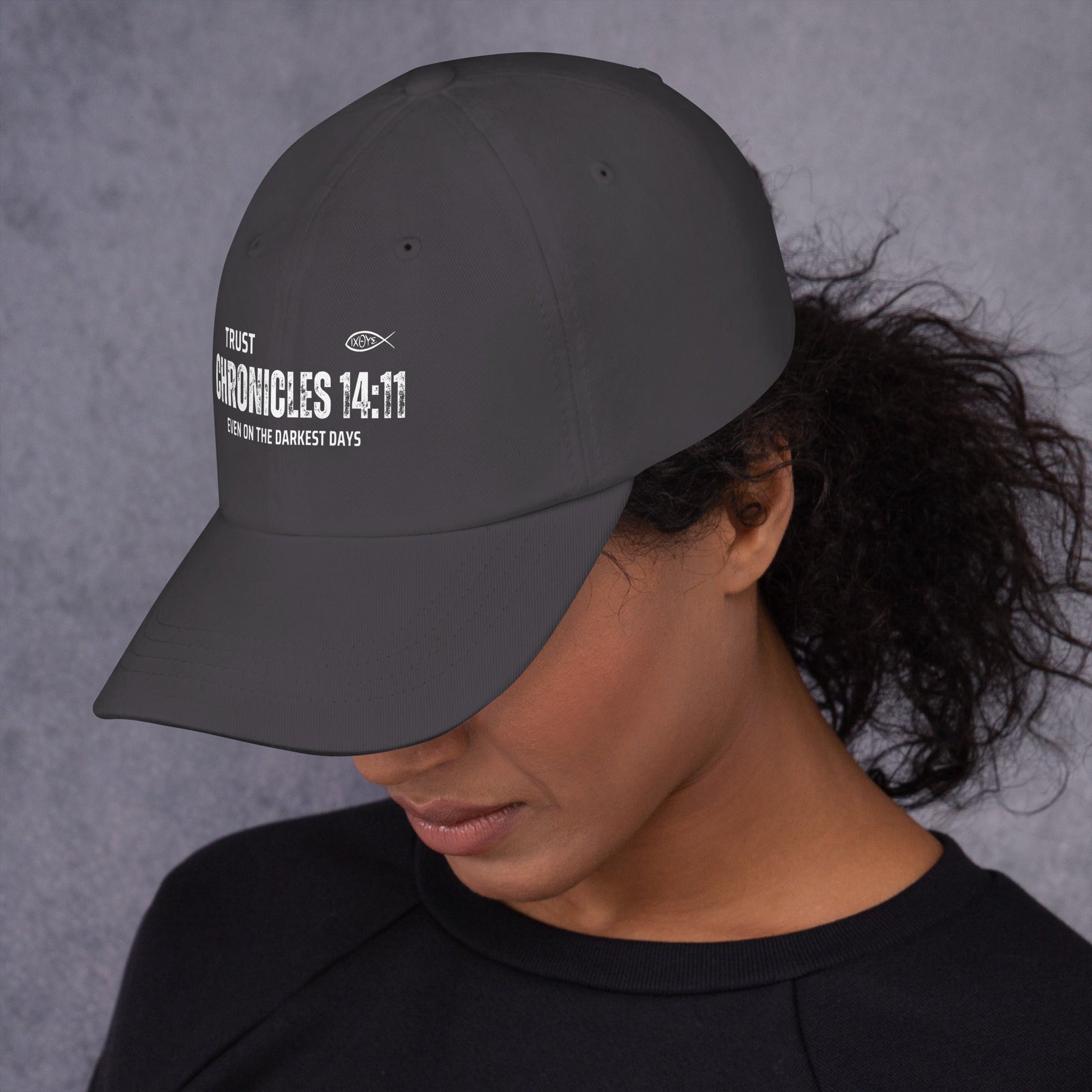 ✝️ Chronicles 14:11 “Trust Even on the Darkest Days” Dad Hat – Faith - Inspired Everyday Wear | Hats – GodSpeed Threads