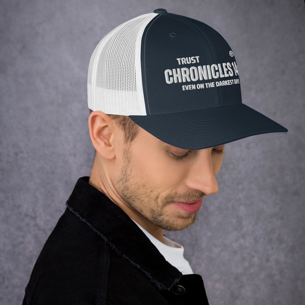 🧢 Chronicles 14:11 “Trust Even on the Darkest Days” Embroidered Trucker Snapback Hat | Hats – GodSpeed Threads