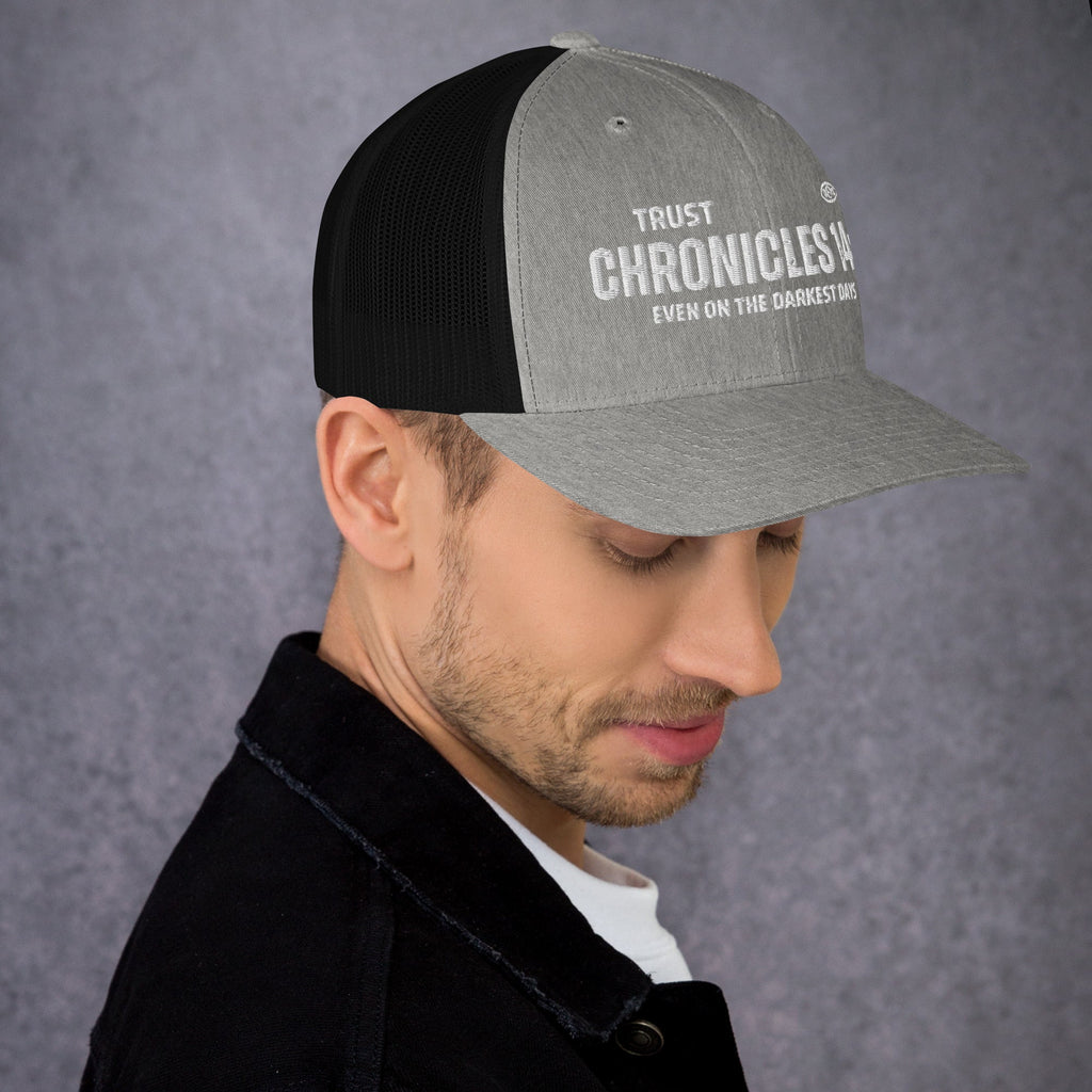 🧢 Chronicles 14:11 “Trust Even on the Darkest Days” Embroidered Trucker Snapback Hat | Hats – GodSpeed Threads