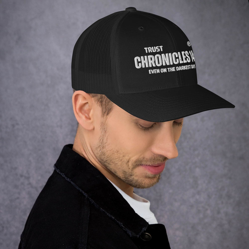 🧢 Chronicles 14:11 “Trust Even on the Darkest Days” Embroidered Trucker Snapback Hat | Hats – GodSpeed Threads